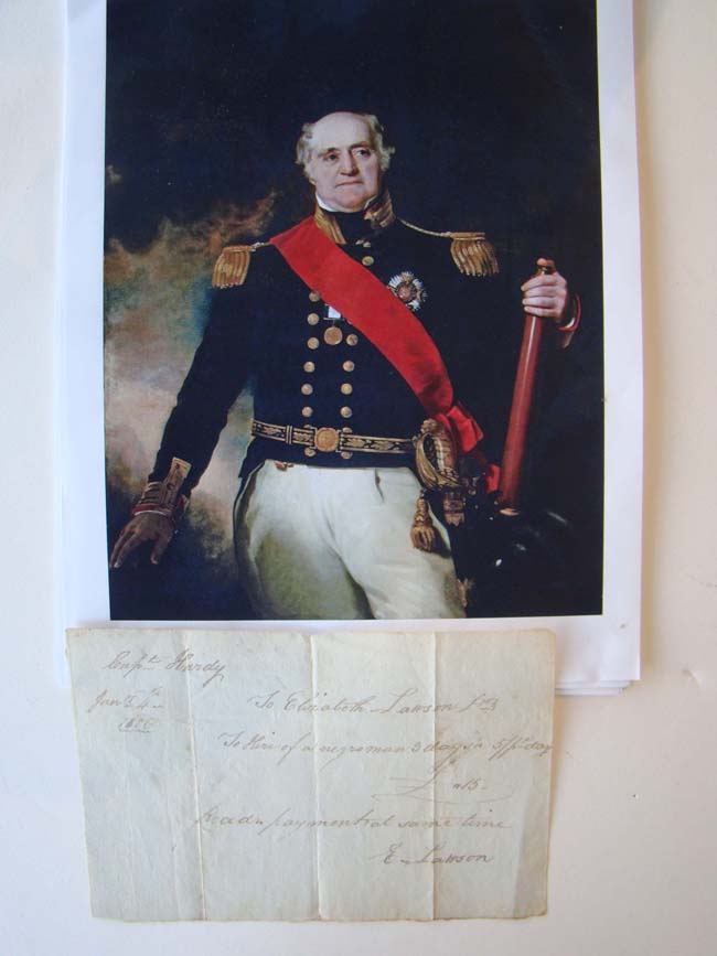 A rare letter written on Jan. 4, 1806 to Capt. Thomas M. Hardy ("Kiss me Hardy") Flag Captain of HMS Victory during the Battle of Trafalgar (Oct. 21, 1805).